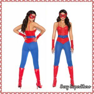 🆕🕸️Sexy Spider Woman Super Hero 5 piece Halloween Costume